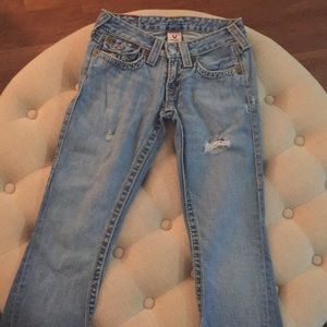 True Religion Distressed Flare  jeans